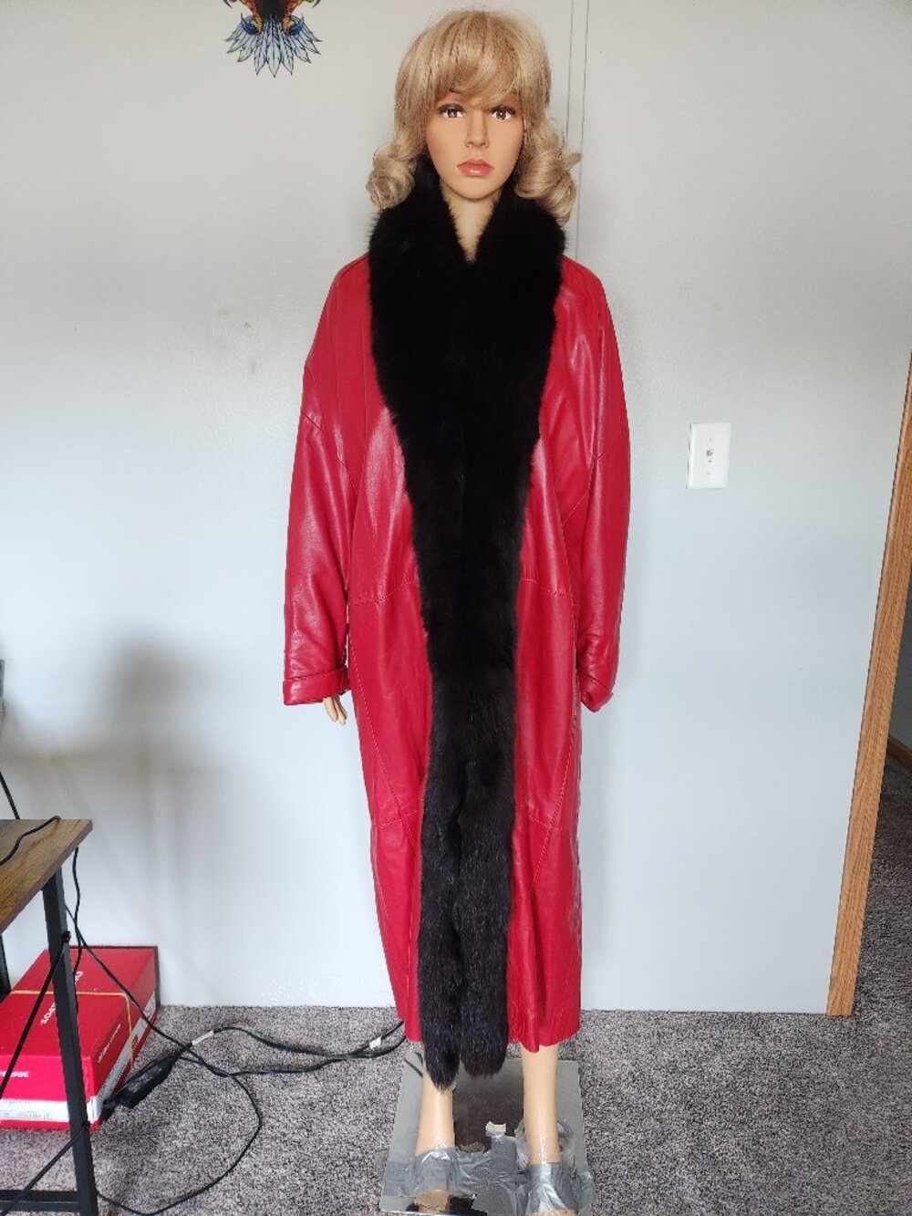 #794 Leather/fox fur coat